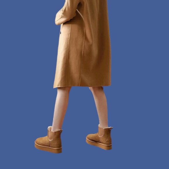 Ankis Womens Platform Ankle Boots With suede  Slip-On Style Chestnut Sz 11 - Picture 5 of 14